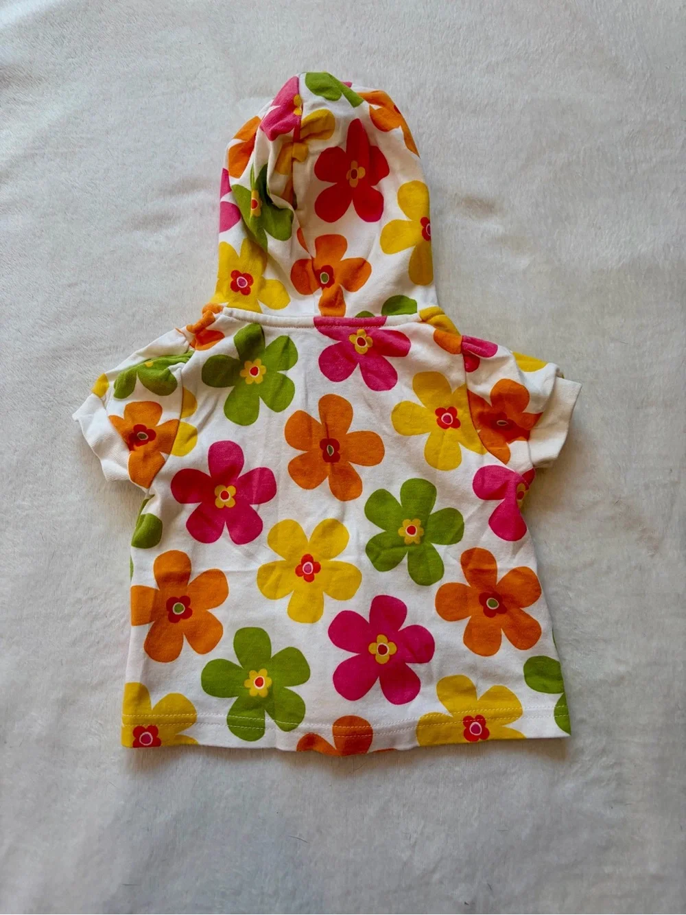 Baby Floral Hooded short sleeve zip-up